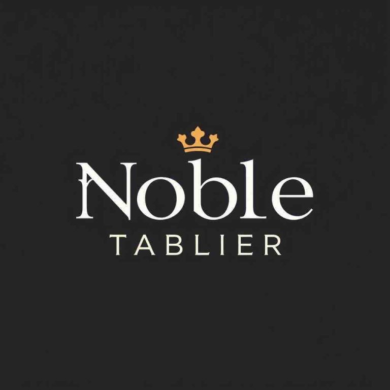 Logo de "Noble Tablier" avec une couronne dorée sur fond noir.
